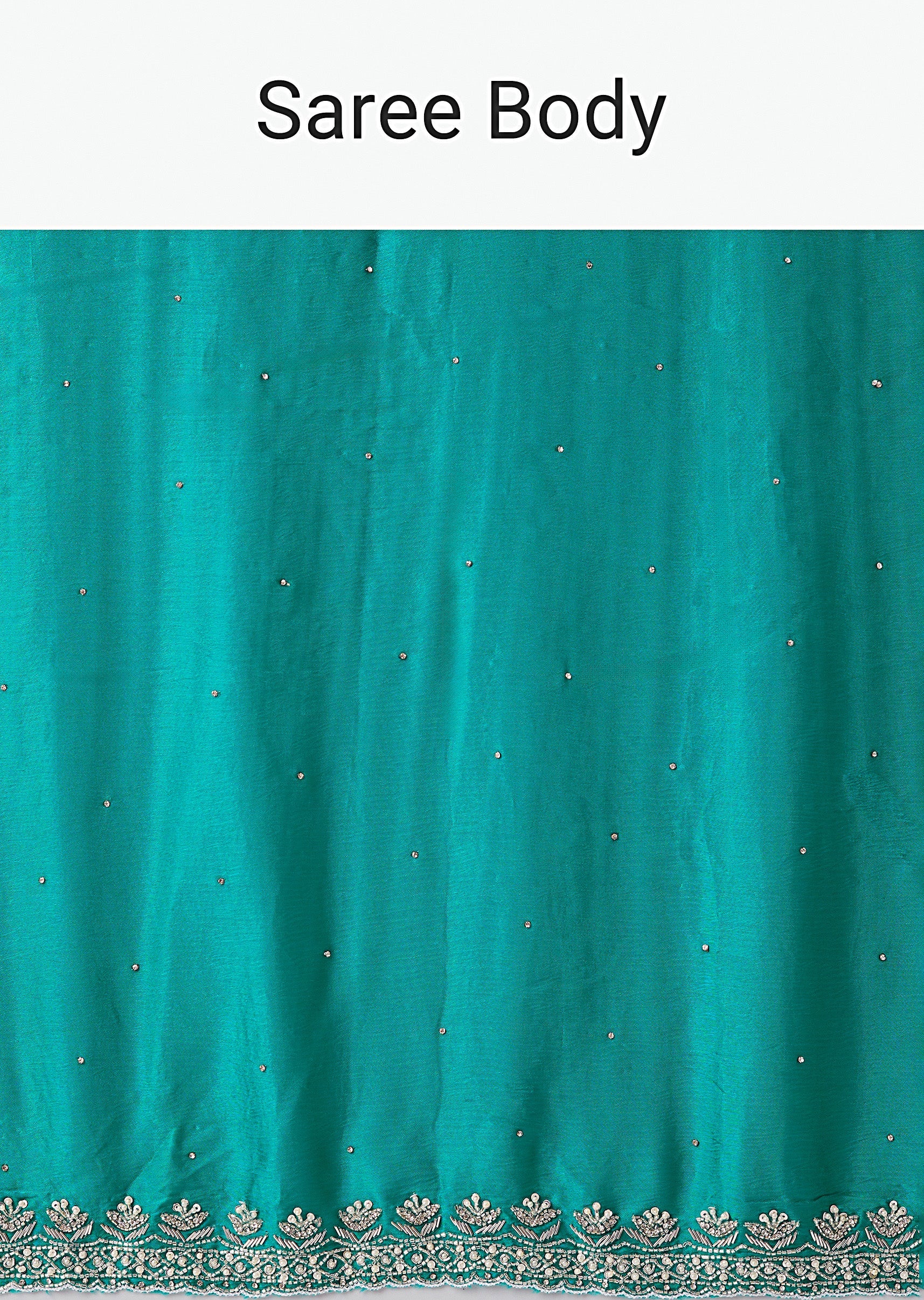 Turquoise Blue Chinon Saree With Stone And Cutdana Embroidered Border