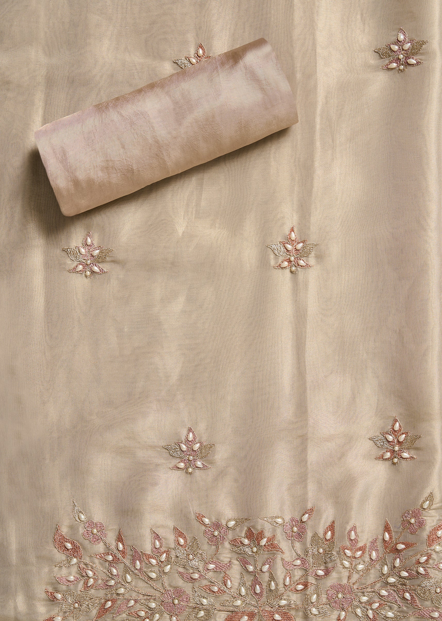 Ivory Crepe Unstitched Suit With Dupatta