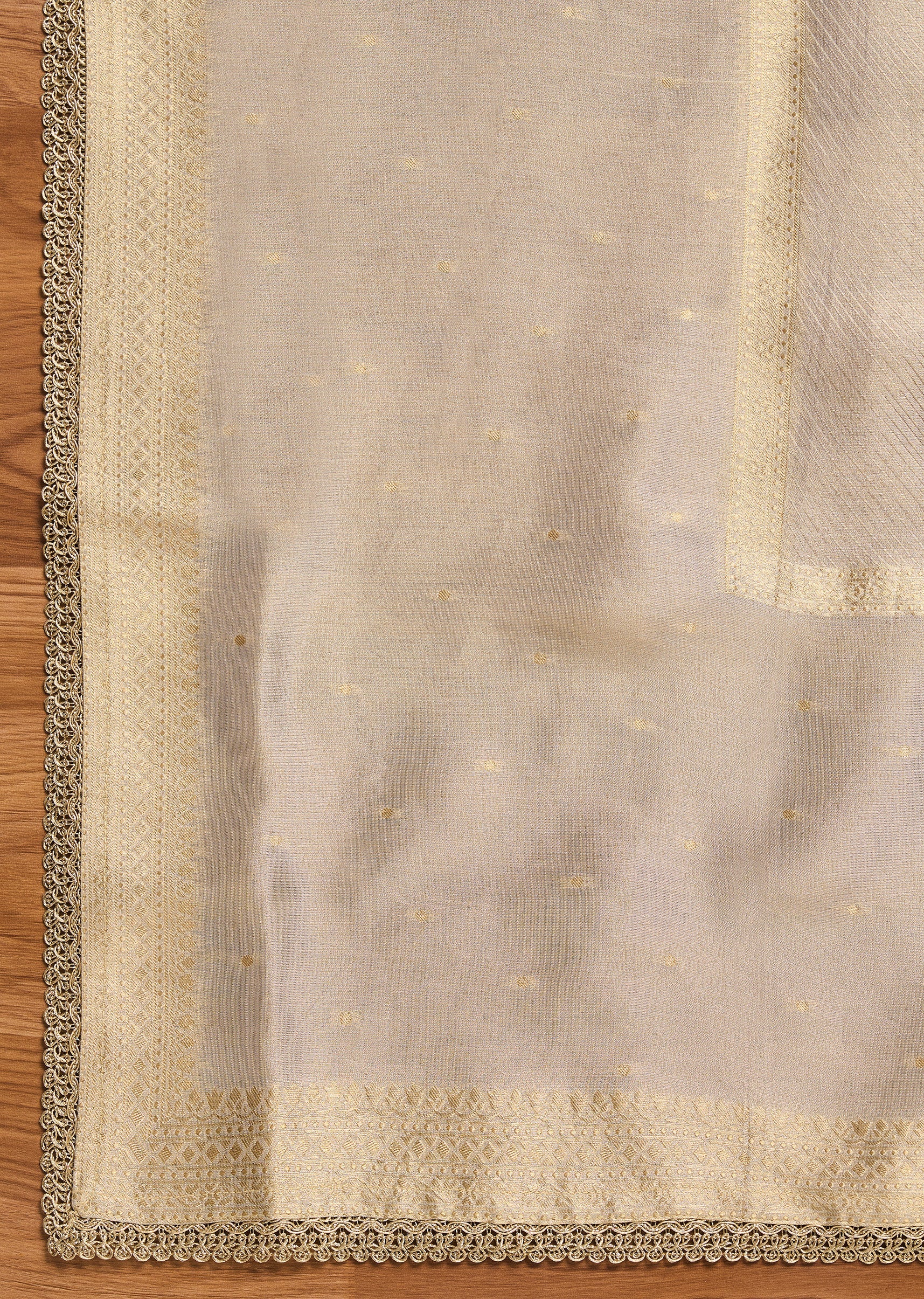Ivory Crepe Unstitched Suit With Dupatta