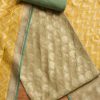 Green Brocade Banarasi Unstitched Suit With Dupatta
