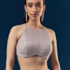 Mauve Satin Plain Saree With Cut Dana Embellished Halter Neck Blouse