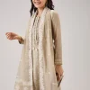 Beige Weaved Chanderi Kurta Set