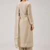 Beige Weaved Chanderi Kurta Set