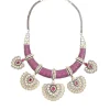 Purple Beaded Kundan Style Necklace And Earring Set