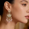 Floral Kundan Pearl Drop Earrings