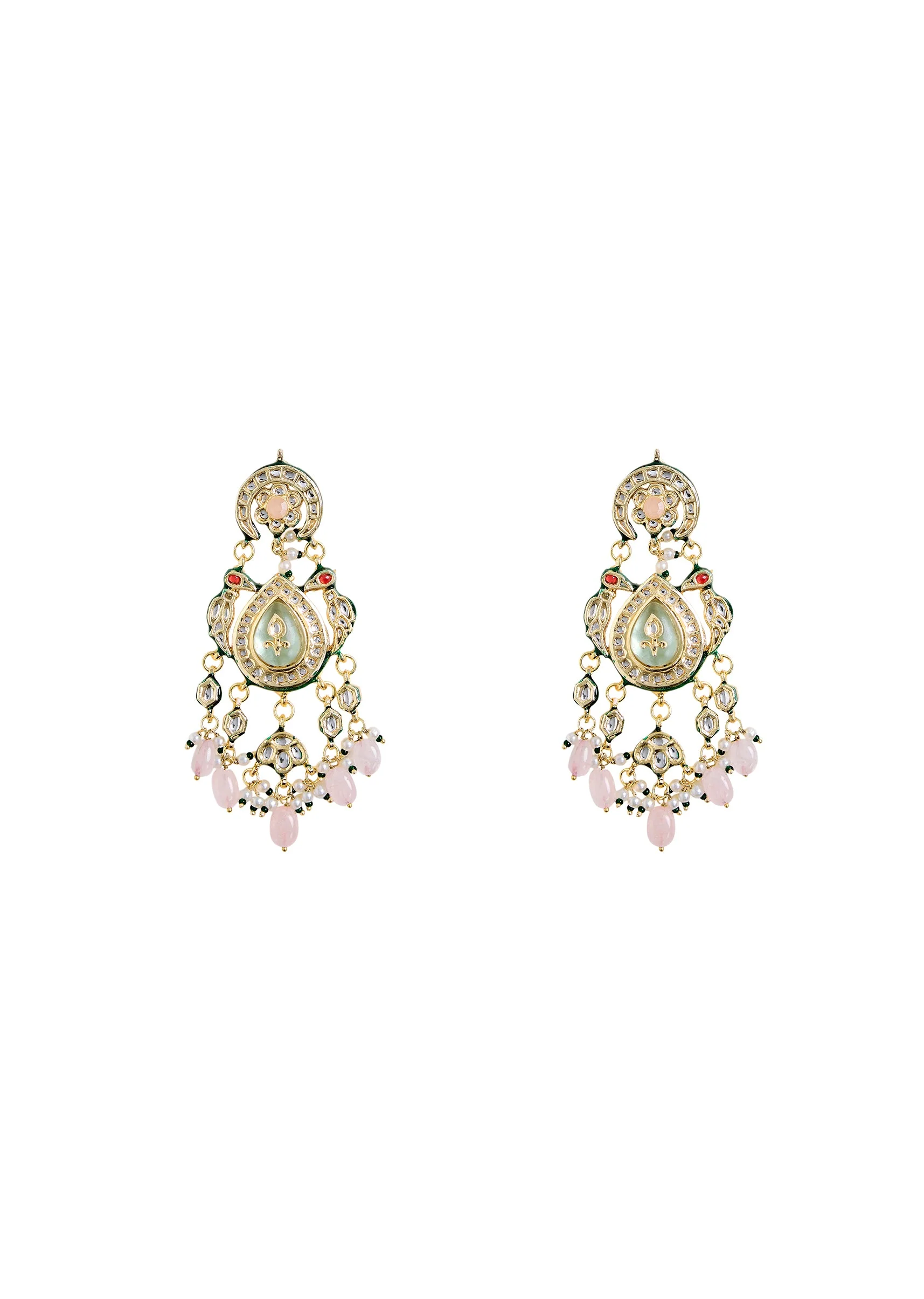 Floral Kundan Pearl Drop Earrings