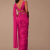 Hot Pink Indo-western Saree Set With Embroidered Belt