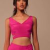 Hot Pink Indo-western Saree Set With Embroidered Belt