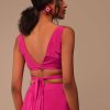Hot Pink Indo-western Saree Set With Embroidered Belt