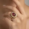 Gold Plated Red Kundan Polki Ring
