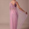 Pink Embroidered Organza Saree With Unstitched Blouse