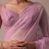 Pink Embroidered Organza Saree With Unstitched Blouse