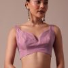 Pink Embroidered Organza Saree With Unstitched Blouse