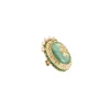 Green Stone And Pearl Embellished Statement Ring