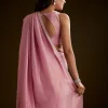 Pink Tissue Saree With Cutdana Embroidery And Scallop Border