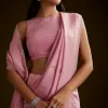 Pink Tissue Saree With Cutdana Embroidery And Scallop Border