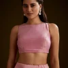 Pink Tissue Saree With Cutdana Embroidery And Scallop Border