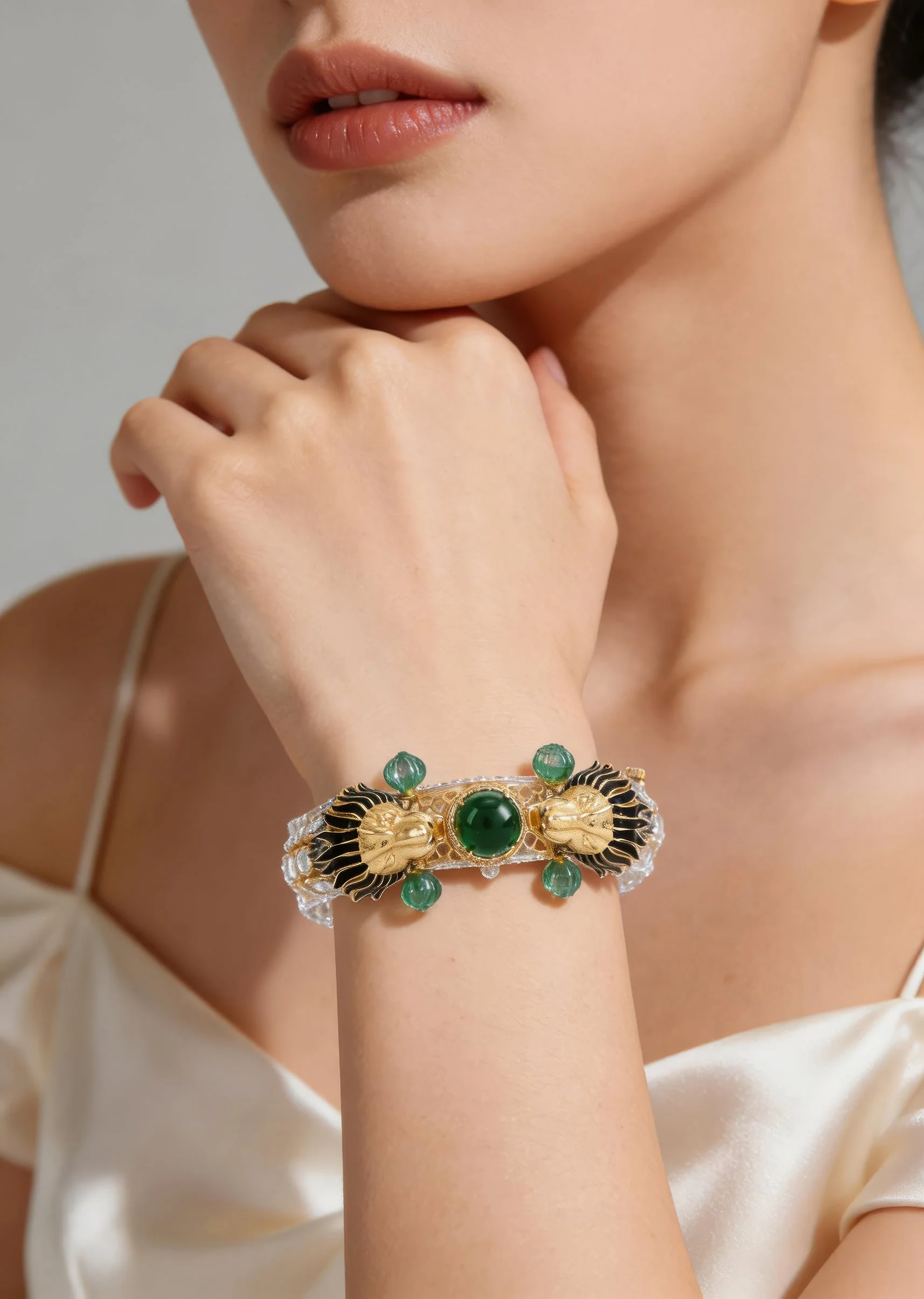 Gold Plated Green Kundan Polki Kadas