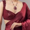 Red Satin Blend Saree With Cut Dana And Sequin Embellished Blouse