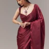 Red Satin Blend Saree With Cut Dana And Sequin Embellished Blouse