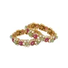 Ruby And Green Gold Plated Kundan Polki Bangles