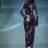 Rainbow Metallic One Piece Gown In Metallic And Mesh Fabric