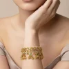 Sparkling Gold Plated Kundan Polki Bangles With Dangling Embellishments