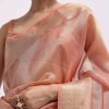Peach Zari Woven Chanderi Saree With Unstitched Blouse