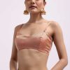 Peach Zari Woven Chanderi Saree With Unstitched Blouse