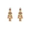 Gold Plated Red Synthetic Stone Earrings