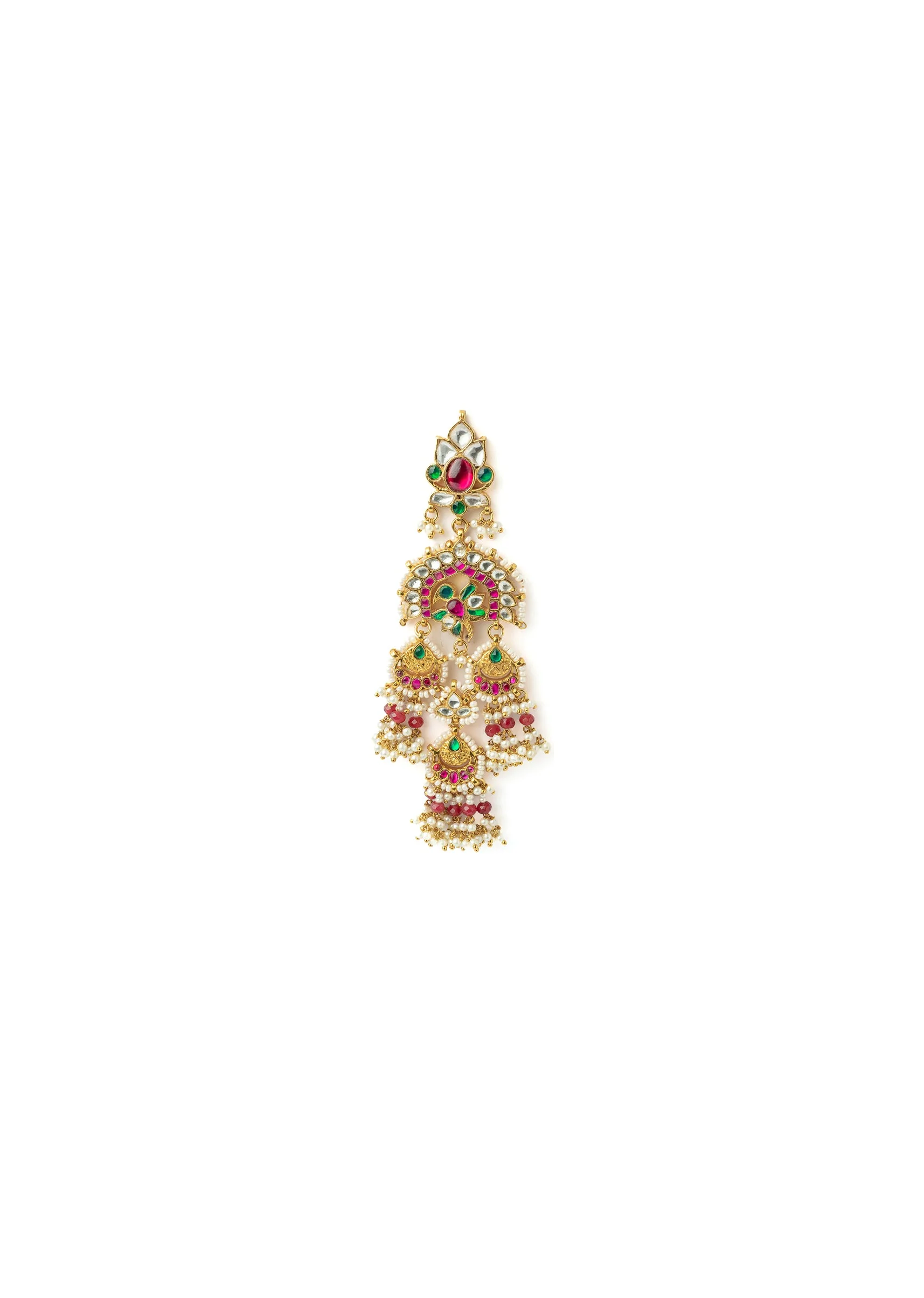 Gold Plated Red Synthetic Stone Earrings