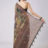 Green Tassel Block Printed Saree with Unstitched Blouse