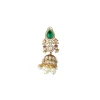 Gold Plated Green Kundan Polki Necklace Set With Earrings And Maangtikka