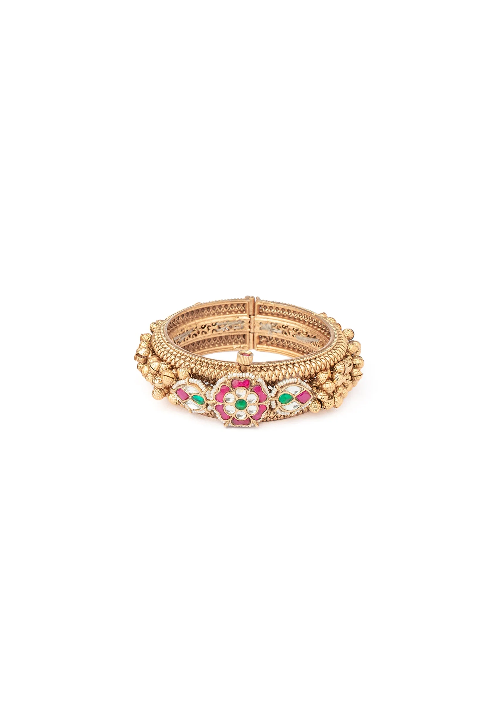 Gold Plated Pink Kundan Polki Bangles