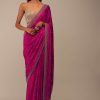 Rani Pink Saree In Stones And Cut Dana Embroidery
