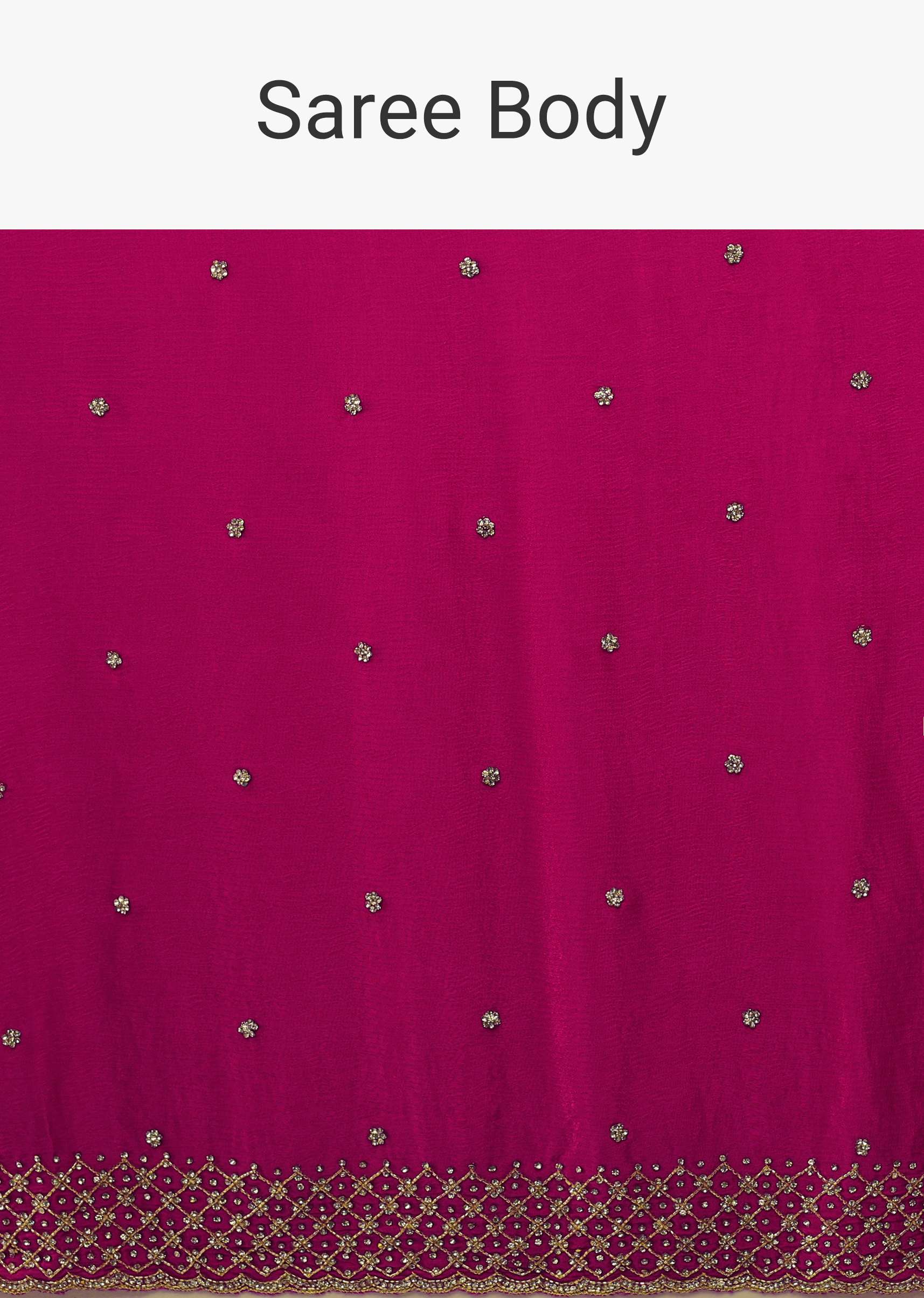 Rani Pink Saree In Stones And Cut Dana Embroidery