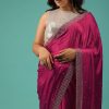 Rani Pink Saree In Chiffon With Cut Dana And Stones Embroidery