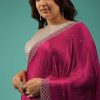 Rani Pink Saree In Chiffon With Cut Dana And Stones Embroidery