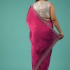 Rani Pink Saree In Chiffon With Cut Dana And Stones Embroidery