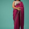 Rani Pink Saree In Chiffon With Cut Dana And Stones Embroidery