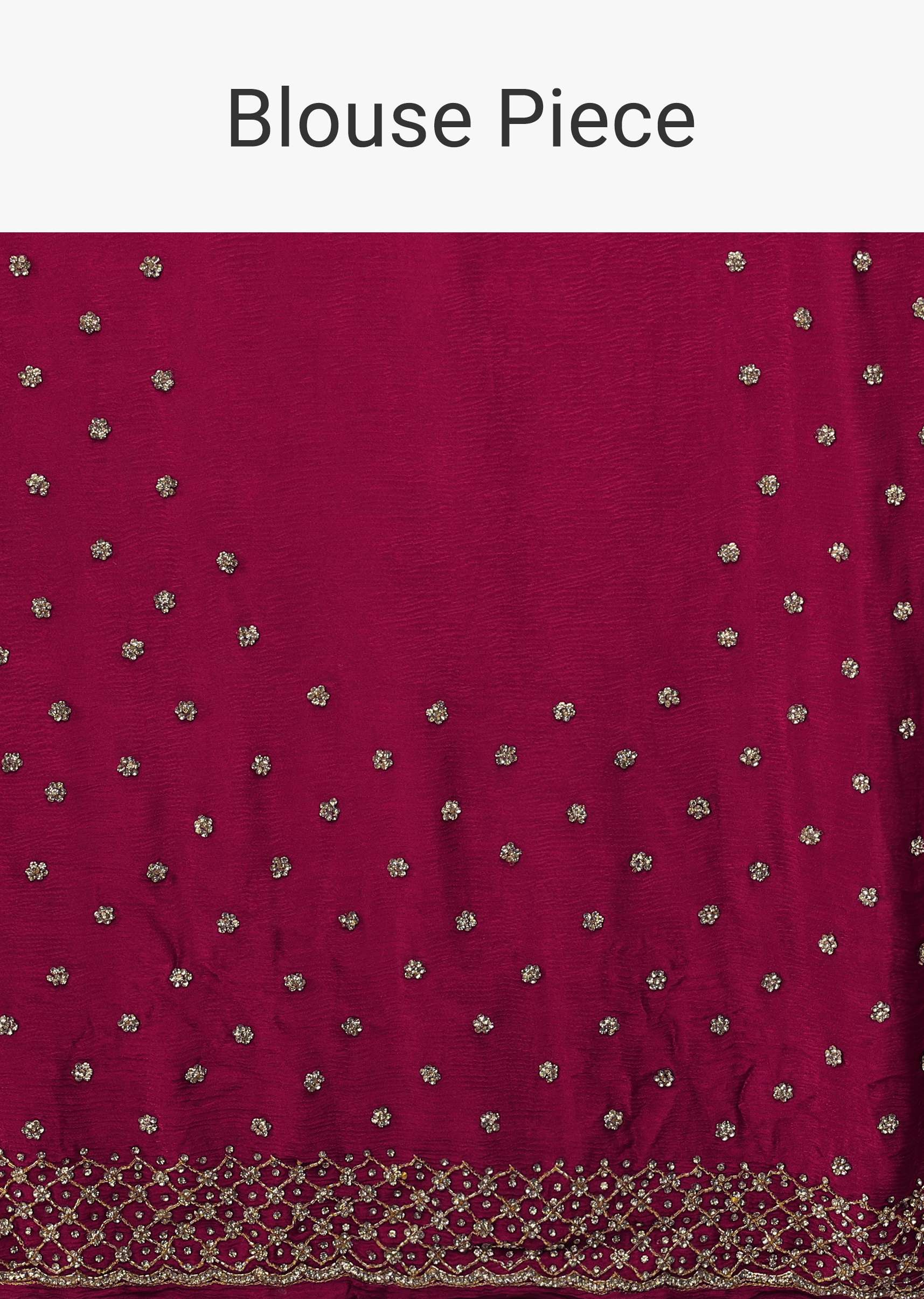 Rani Pink Saree In Chiffon With Cut Dana And Stones Embroidery
