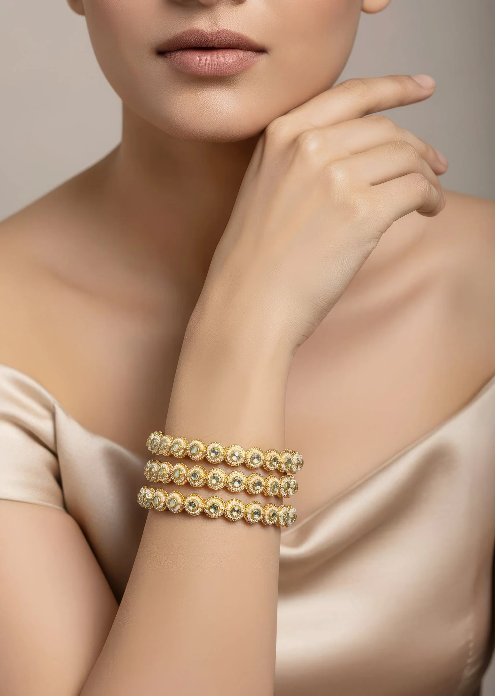 618-gold-plated-kundan-polki-with-pearls-and-gemstones-bangles-1.webp Gold Plated Kundan Polki With Pearls And Gemstones Bangles