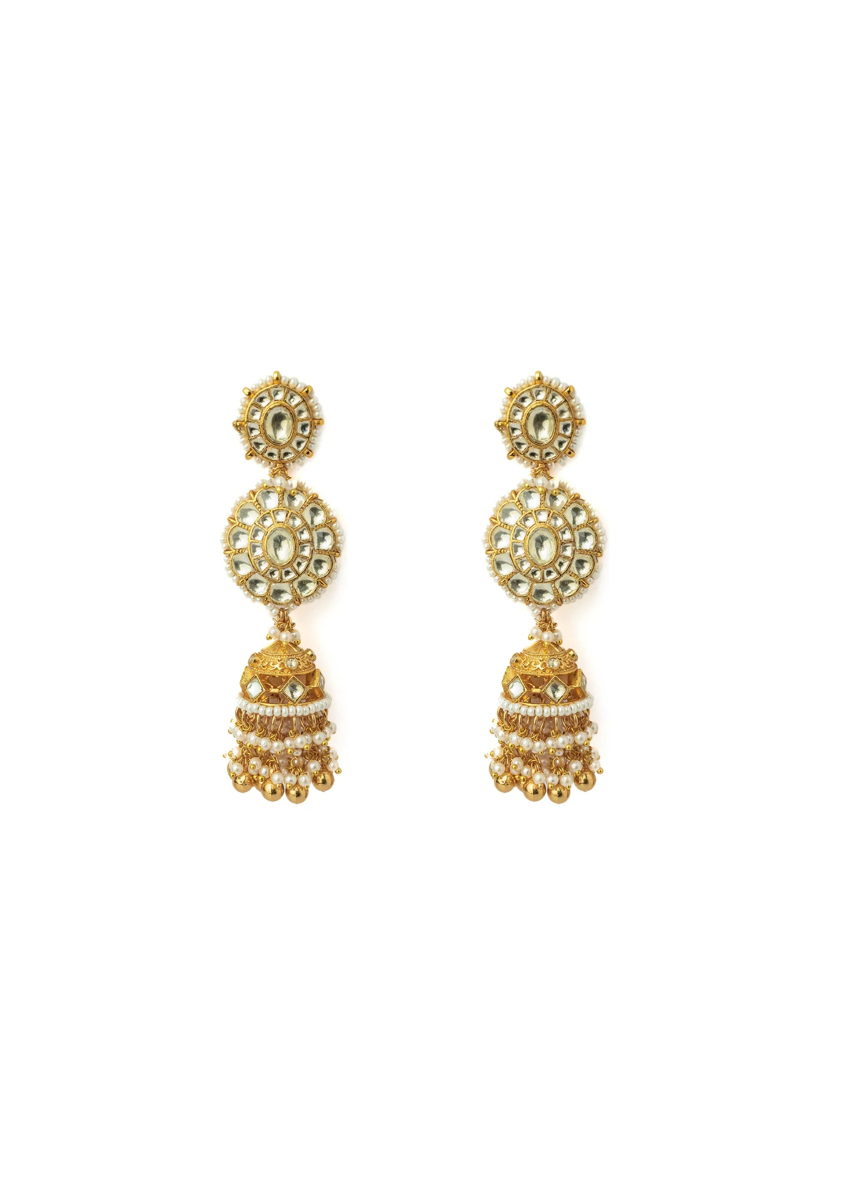 Gold Plated And Kundan Polki Earringss