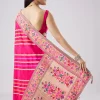Rani Pink Woven Saree With Unstitched Blouse
