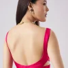 Rani Pink Woven Saree With Unstitched Blouse