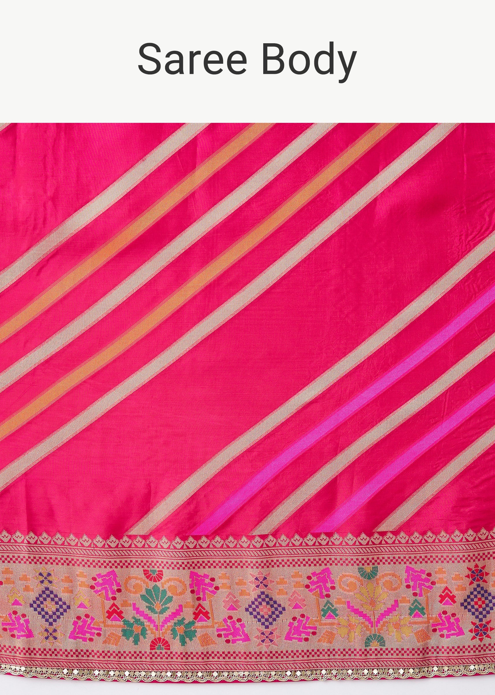 Rani Pink Woven Saree With Unstitched Blouse
