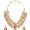 Gold Plated Red Stones Kundan Polki Necklace Set With Earrings