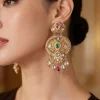 Gold Plated Multicolored Chandbali Earrings
