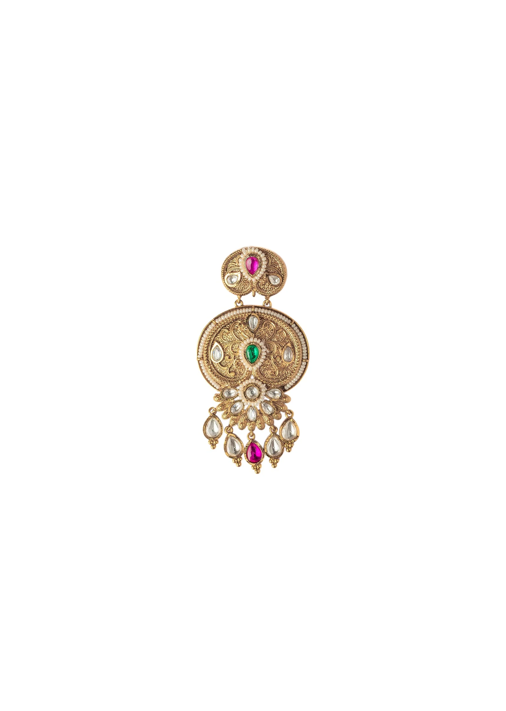 Gold Plated Multicolored Chandbali Earrings