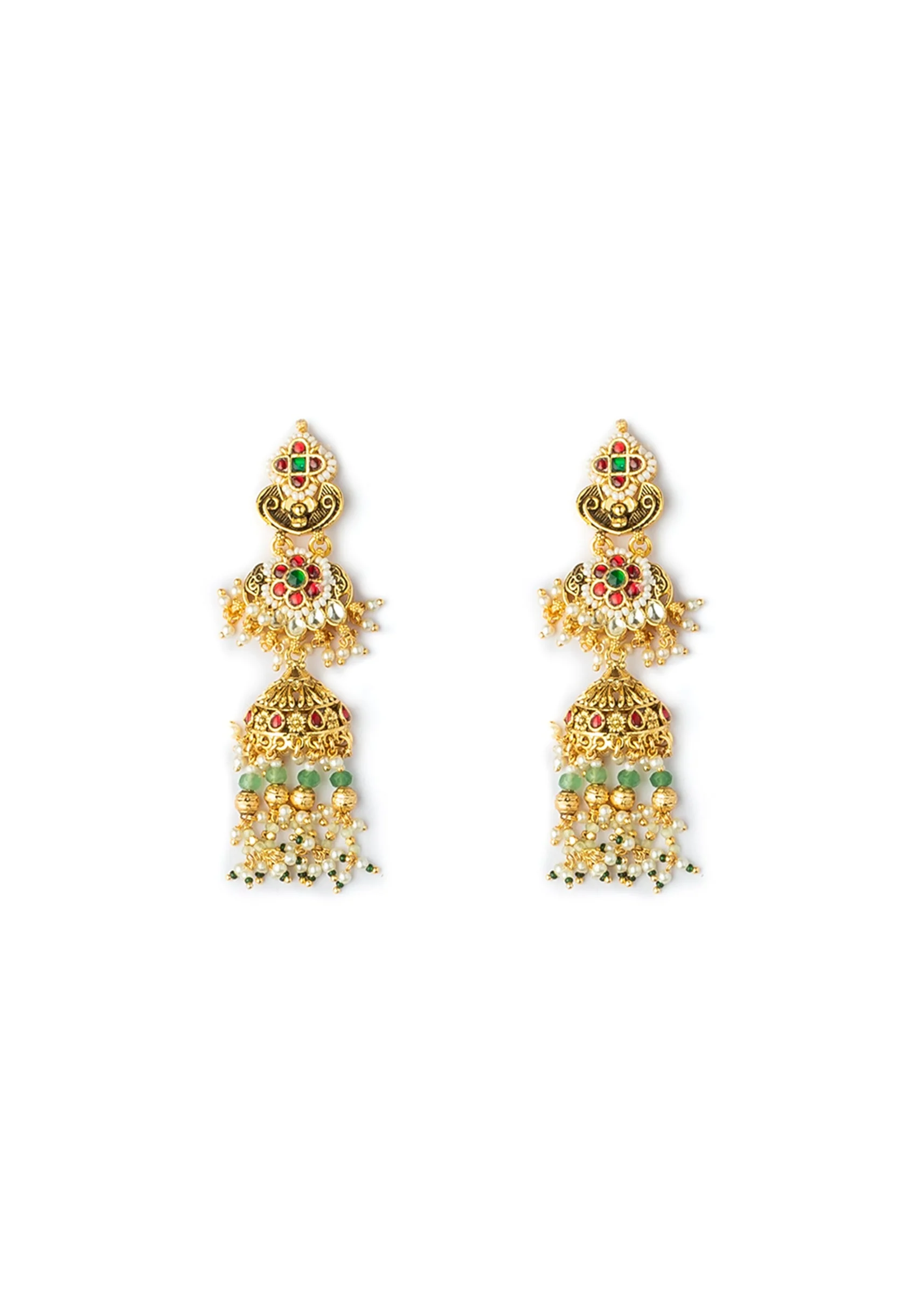 Multicolored Kundan Polki Necklace Set With Earrings